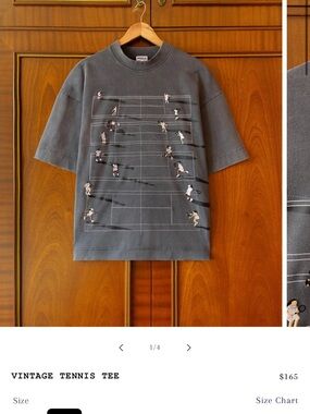 Vintage Tennis Graphic Tee - Charcoal Gray
